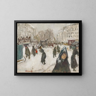 Rue sous la neige - Pierre Bonnard — framed artwork on a wall