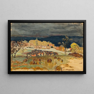 Village sky storm - Pierre Bonnard — framed artwork on a wall