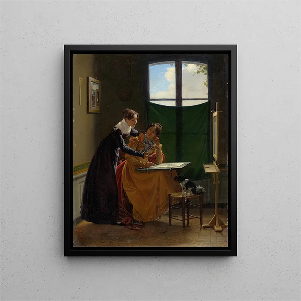The Drawing Lesson - Pierre Duval Le Camus — framed artwork on a wall