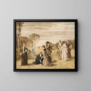 Elephants Playing Croquet - Pierre Gavarni — framed artwork on a wall