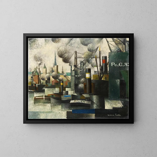 in the port of Rouen - Pierre Hod — framed artwork on a wall