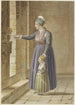 Young woman with her daughter in Provençal costume at a church window - Pierre Huard — artwork view
