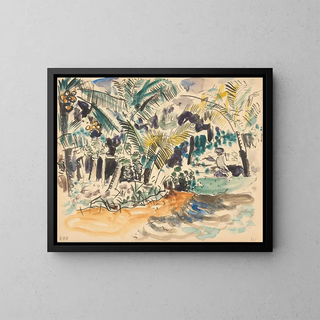 Landscape with Palms - Pierre Jean Apol — framed artwork on a wall