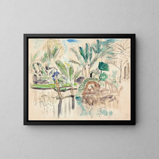 Palmiers au bord de l'eau - Pierre Jean Apol — framed artwork on a wall