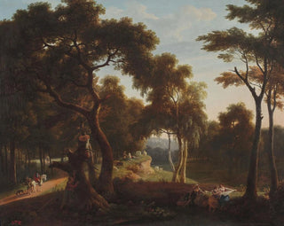 Landscape painting with laundresses by the water - Pierre Jean Boquet — artwork view