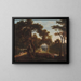 Landscape painting with laundresses by the water - Pierre Jean Boquet — framed artwork on a wall