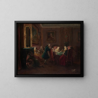 Players in a Salon - Pierre Louis Dumesnil the Younger — framed artwork on a wall