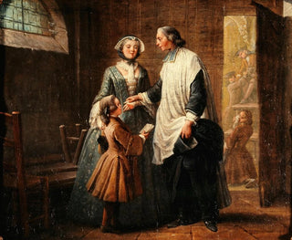 L'abbé de catechism receiving a child brought by his sister - Pierre Louis Dumesnil the Younger — artwork view