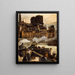 Notre-Dame and the Quai aux Fleurs seen from the apple market - Pierre Louis Moreau — framed artwork on a wall