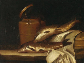 Still life with carp in front of a copper kettle - Pierre Nichon — artwork view