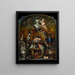 Still life with silver and gold vessels, fruits, and flowers - Pierre Nicolas Huilliot — framed artwork on a wall