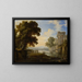 Riverbank with ancient ruins - Pierre Patel the Elder — framed artwork on a wall