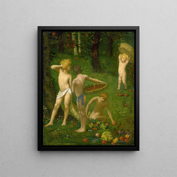 Children in an Orchard - Pierre Puvis de Chavannes — framed artwork on a wall