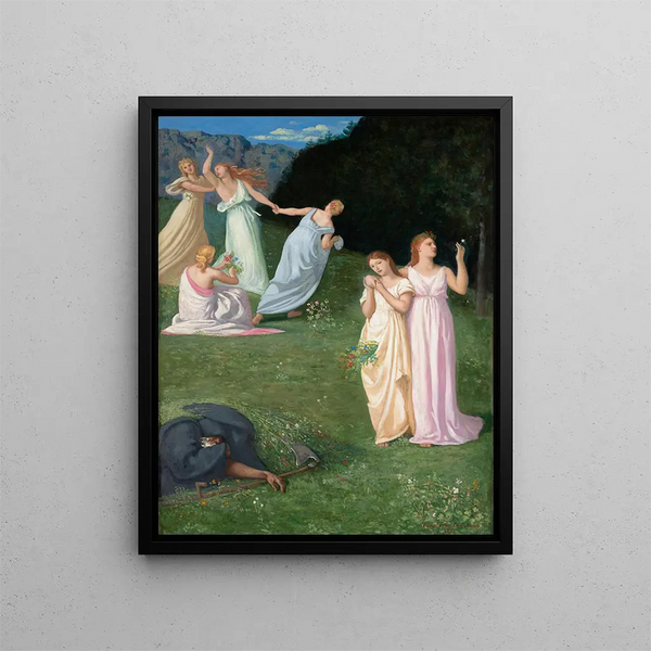 La Mort et les Jeunes Filles - Pierre Puvis de Chavannes — framed artwork on a wall