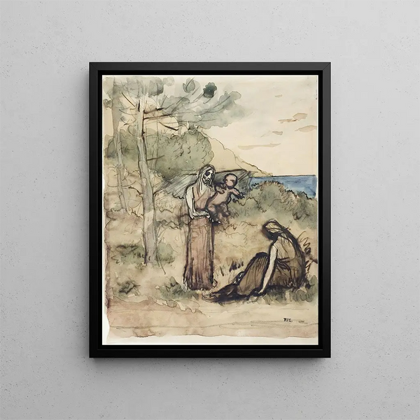 Family of Fishermen - Pierre Puvis de Chavannes — framed artwork on a wall