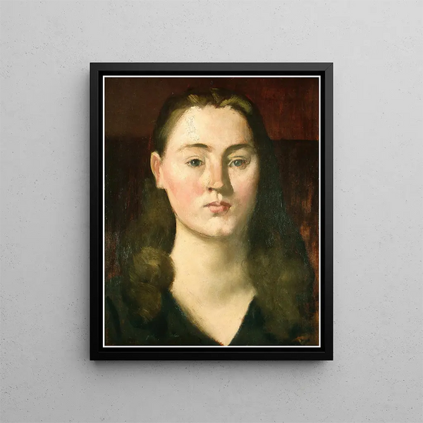 Portrait of Baroness Lefèvre - Pierre Puvis de Chavannes — framed artwork on a wall