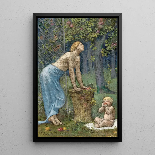 Apple Harvest - Pierre Puvis de Chavannes — framed artwork on a wall