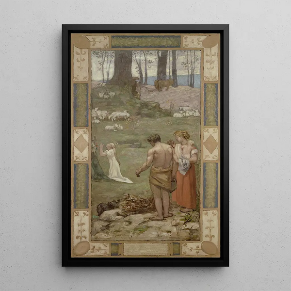 Sainte Geneviève enfant en prière - Pierre Puvis de Chavannes — framed artwork on a wall