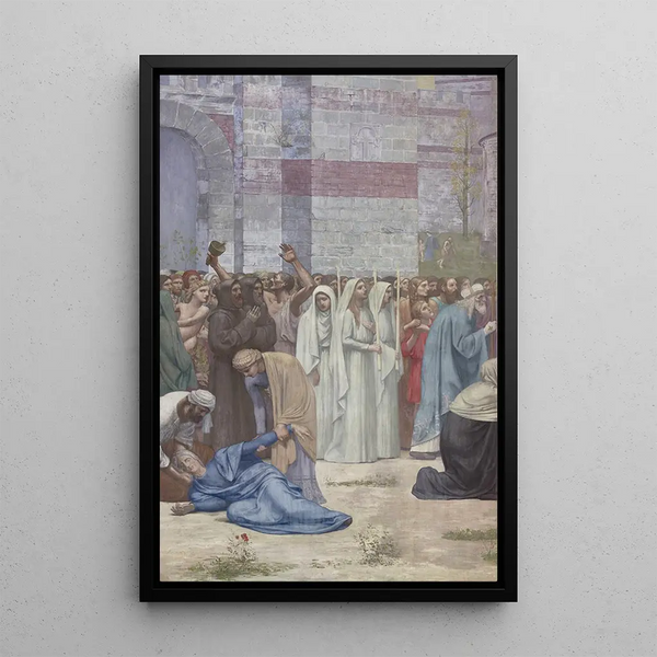 Sainte Geneviève ravitaillant Paris assiégé - Pierre Puvis de Chavannes — framed artwork on a wall