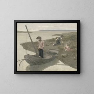 The Poor Fisherman - Pierre Puvis de Chavannes — framed artwork on a wall
