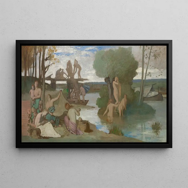 The River - Pierre Puvis de Chavannes — framed artwork on a wall