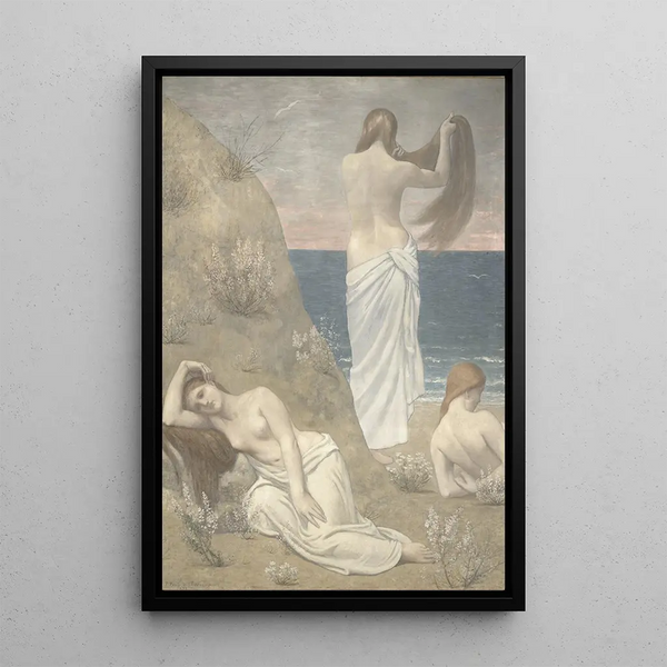 Young girls by the sea - Pierre Puvis de Chavannes — framed artwork on a wall