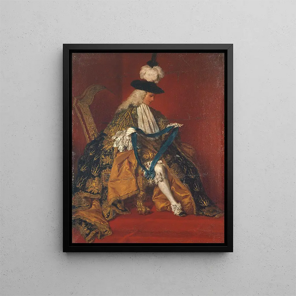 Portrait painting of Paul Hippolyte de Beauvillier, Duke of Saint-Aignan, 1684-1776 - Pierre Subleyras — framed artwork on a wall