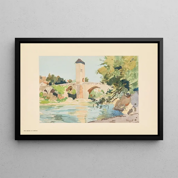 The bridge at Orthez - Pierre Vignal — framed artwork on a wall