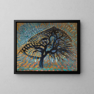 Pointillisme de l'arbre à pommes - Piet Mondrian — framed artwork on a wall