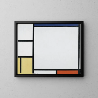 Composition with blue, red, yellow, and black - Piet Mondrian — framed artwork on a wall