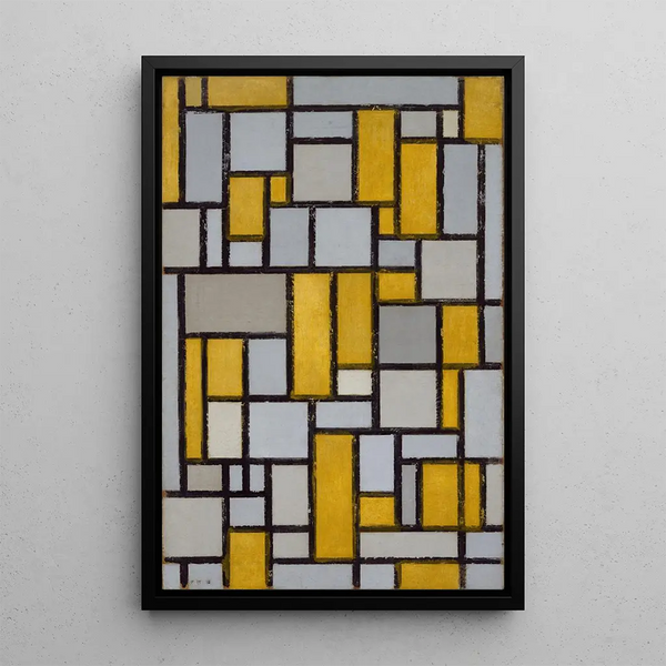 Composition with Grid 1 - Piet Mondrian — framed artwork on a wall