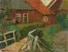 Agricultural building painting with bridge - Piet Mondrian — artwork view