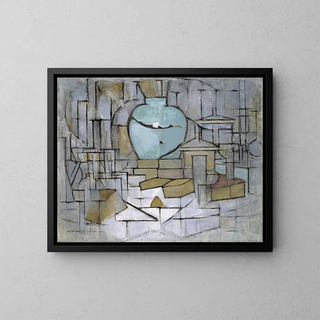 Still life with ginger jar II - Piet Mondrian — framed artwork on a wall
