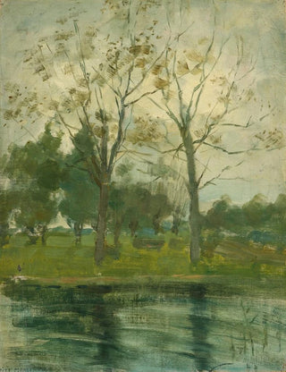 Piet Mondrian - Two Trees Silhouetted Behind A Water Course.webp