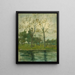 Two trees silhouetted behind a watercourse - Piet Mondrian — framed artwork on a wall
