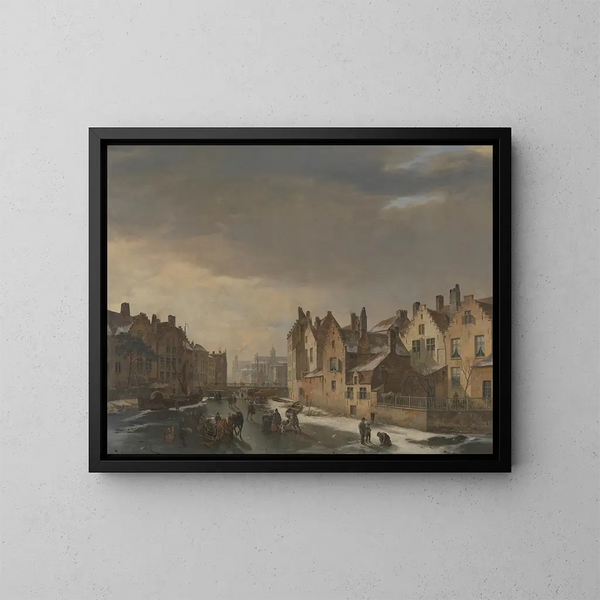 Winter scene in Ghent - Pieter Frans De Noter — framed artwork on a wall