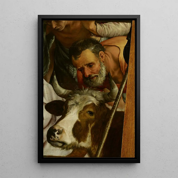 Adoration of the Shepherds - Pieter Aertsen — framed artwork on a wall