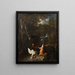 Landscape painting with a hunter and a hunting trophy - Pieter Andreas Rysbrack — framed artwork on a wall