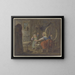 a painting of an old woman spinning thread while a child with a bird - Pieter Bartholomeusz Barbiers — framed artwork on a wall