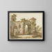 Ruined Building with a woman gathering wood on the right - Pieter Bartholomeusz Barbiers — framed artwork on a wall