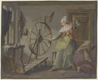 Two women busy with spools of thread and flax flails - Pieter Bartholomeusz Barbiers — artwork view