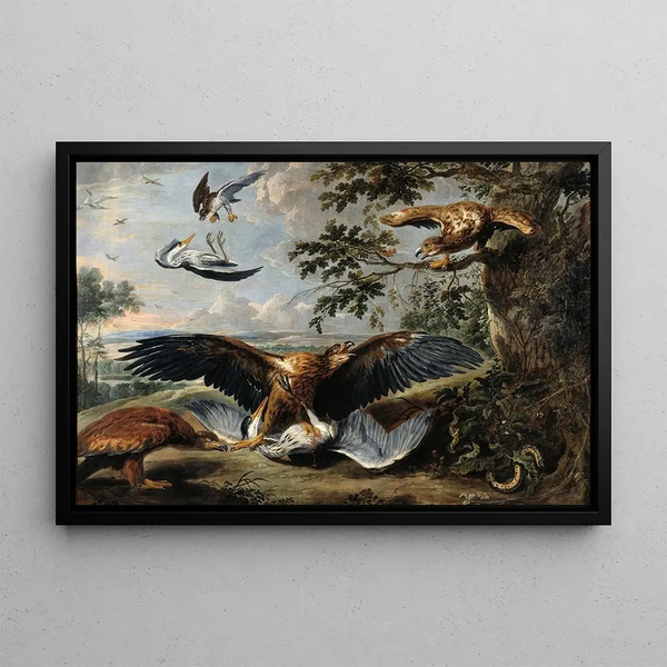 Combat entre aigles - Pieter Boel — framed artwork on a wall