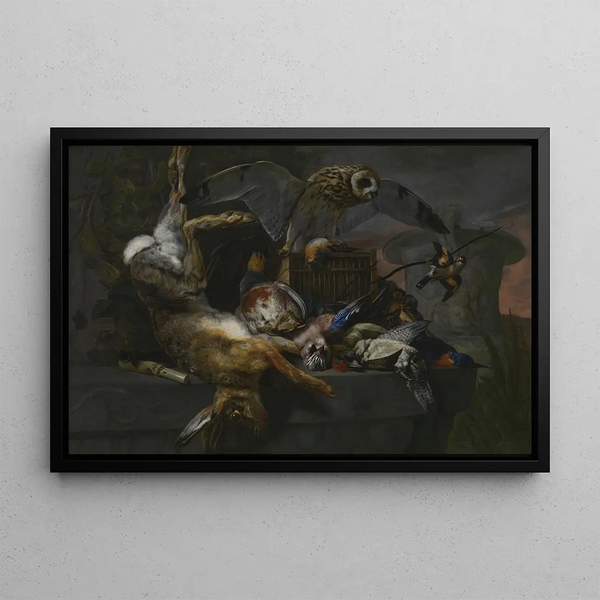 Nature morte avec Chouette - Pieter Boel — framed artwork on a wall