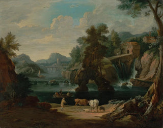 a Cowherd by a River with Cascade - Pieter Bout — artwork view