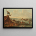 Winter harbor scene with skaters - Pieter Bout — framed artwork on a wall