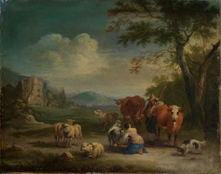 Landscape with Shepherds and Gothic Castle Ruin - Pieter Bout — artwork view
