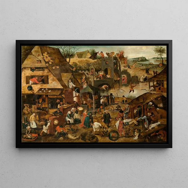 Proverbs - Pieter Brueghel the Younger — framed artwork on a wall