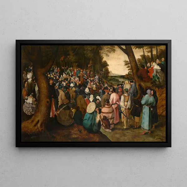 Saint John the Baptist Preaching - Pieter Brueghel the Younger — framed artwork on a wall