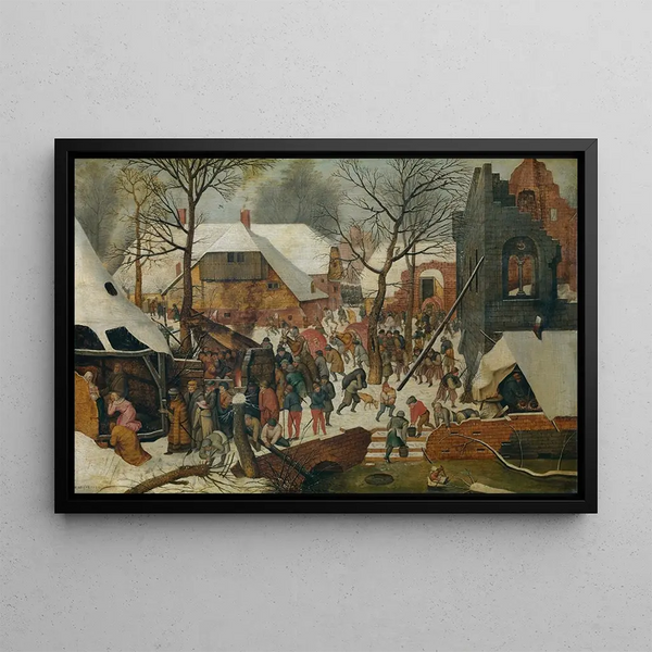 L'Adoration des mages dans la neige - Pieter Brueghel le Jeune — framed artwork on a wall
