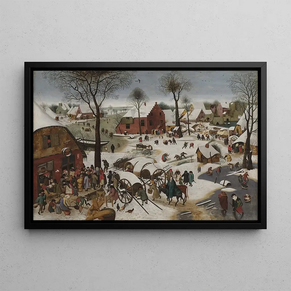 The Census at Bethlehem after Pieter Brueghel the Elder - Pieter Brueghel the Younger — framed artwork on a wall